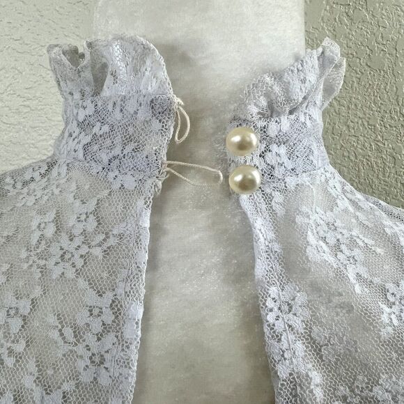 Vintage 70s Long Light Purple Lilac Ruffled Lace Maxi Dress Creations by Aria - Picture 6 of 16